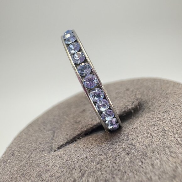 SETA Solid Sterling Silver 925 Blue Cubic Zirconia Statement Ring Size 6 - Picture 6 of 13